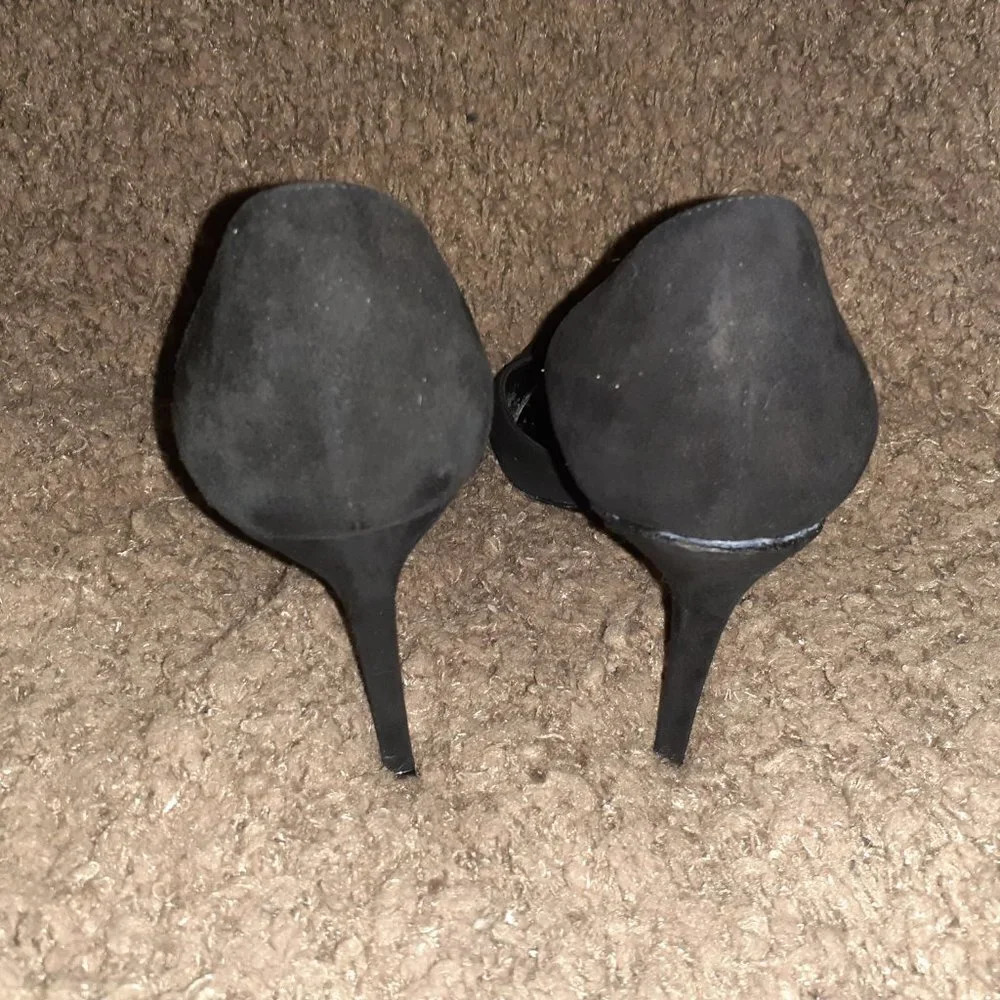 SAINT LAURENT-Paris Skinny 80 D’orsay Black Suede Pumps-Sz 38-Very Good-READ - Picture 5 of 8